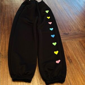 Kids Black Heart Patterned Joggers